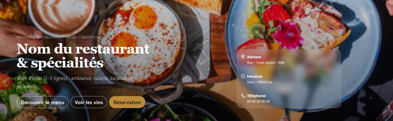 Capture du site vitrine pour un restaurant, réalisation GRDN Dev